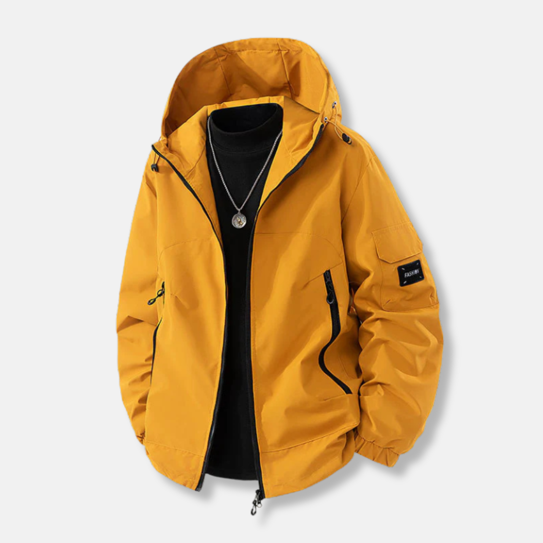 Men’s Jacket – Relaxed Fit – Hooded with Adjustable Hem – Zip Pockets – Wind Resistant 0