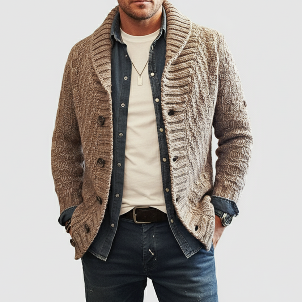 Men's Cozy Long Sleeve Cardigan Sweater - VogeLuxe