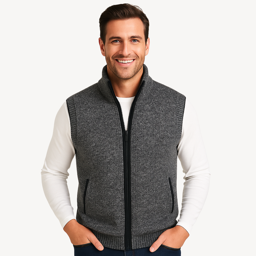 Men's Knit Vest with Checkered Lining