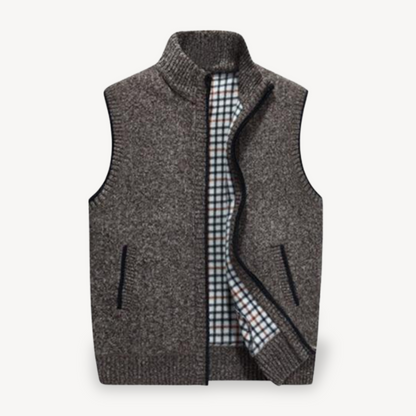 Men's Knit Vest with Checkered Lining