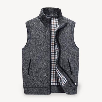 Men's Knit Vest with Checkered Lining