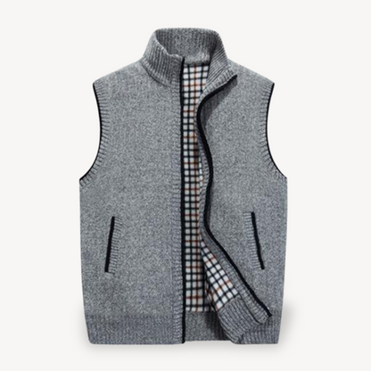 Men's Knit Vest with Checkered Lining