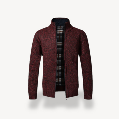 Men's Knitted Fleece Lined Zip Cardigan Sweater