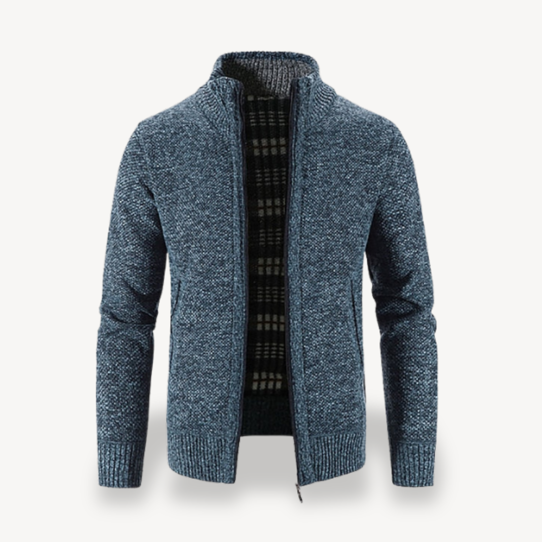 Men's Knitted Fleece Lined Zip Cardigan Sweater