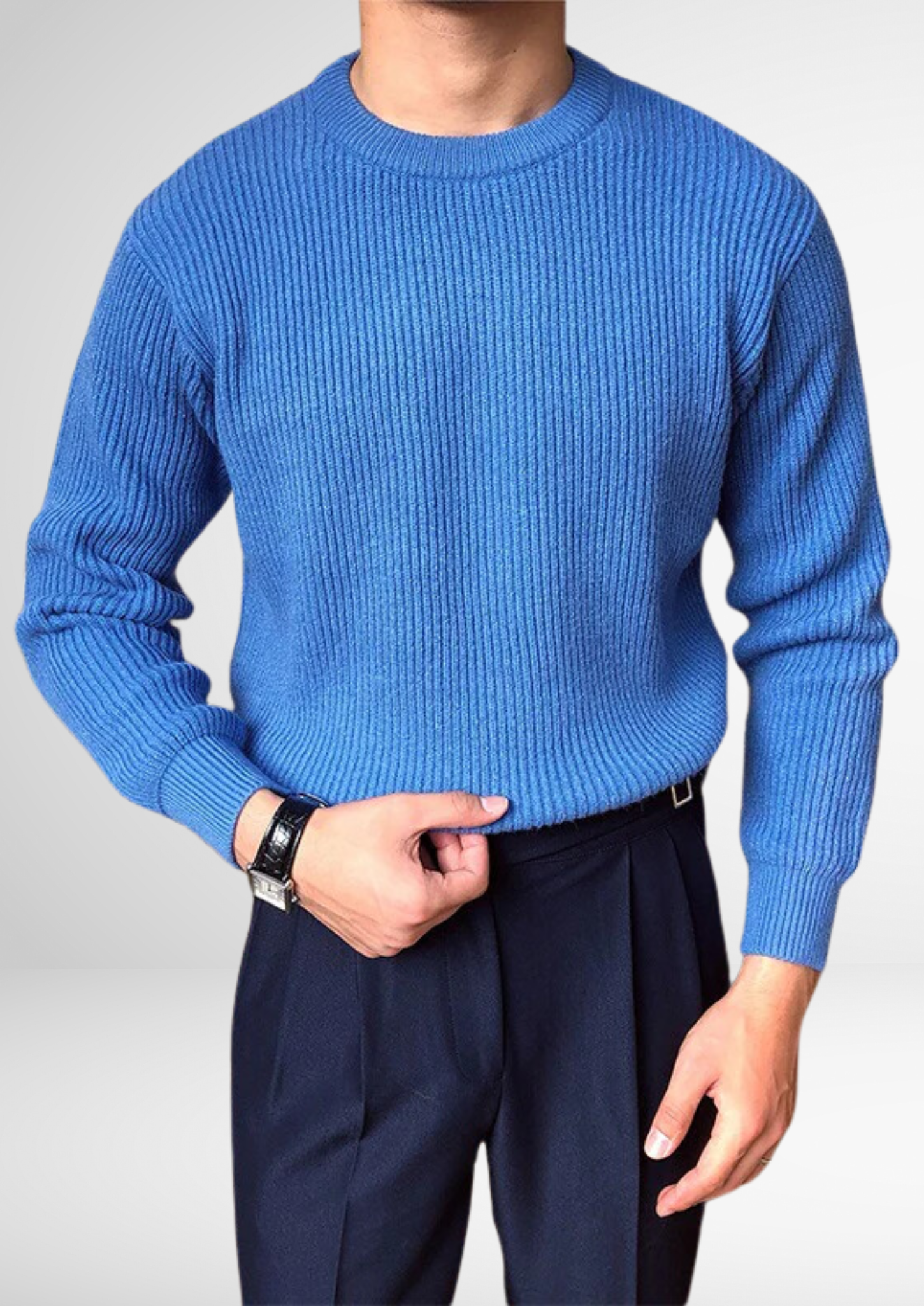 Men’s Knitted Jumper with Crew Neck – All-Season Smart Casual Essential 1