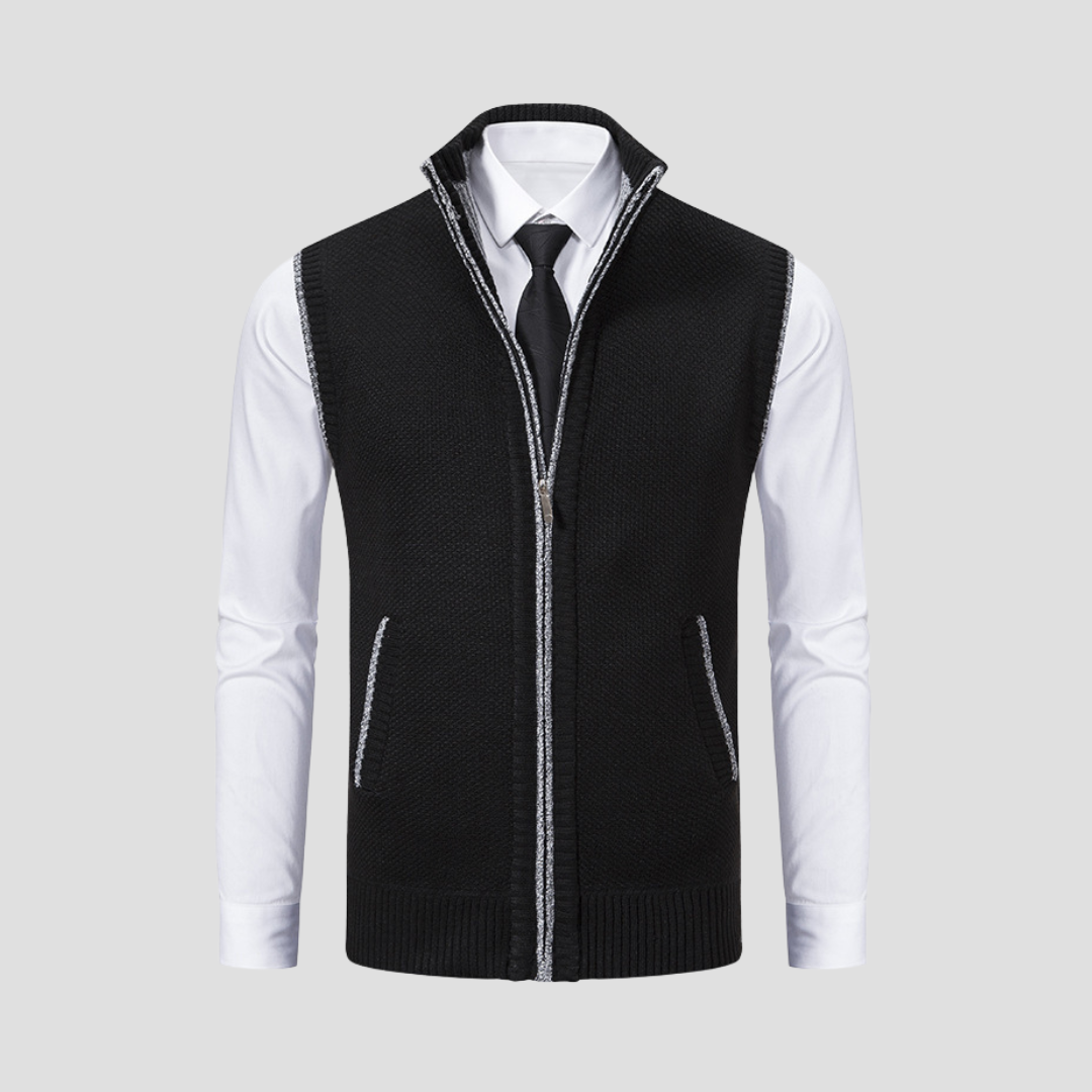 Men’s Knitted Zip Gilet – Smart Casual Layer with Contrast Trim 1