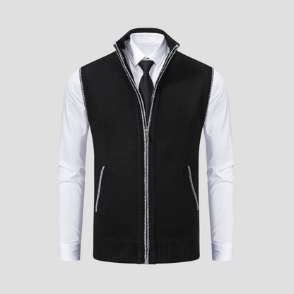 Men’s Knitted Zip Gilet – Smart Casual Layer with Contrast Trim 1