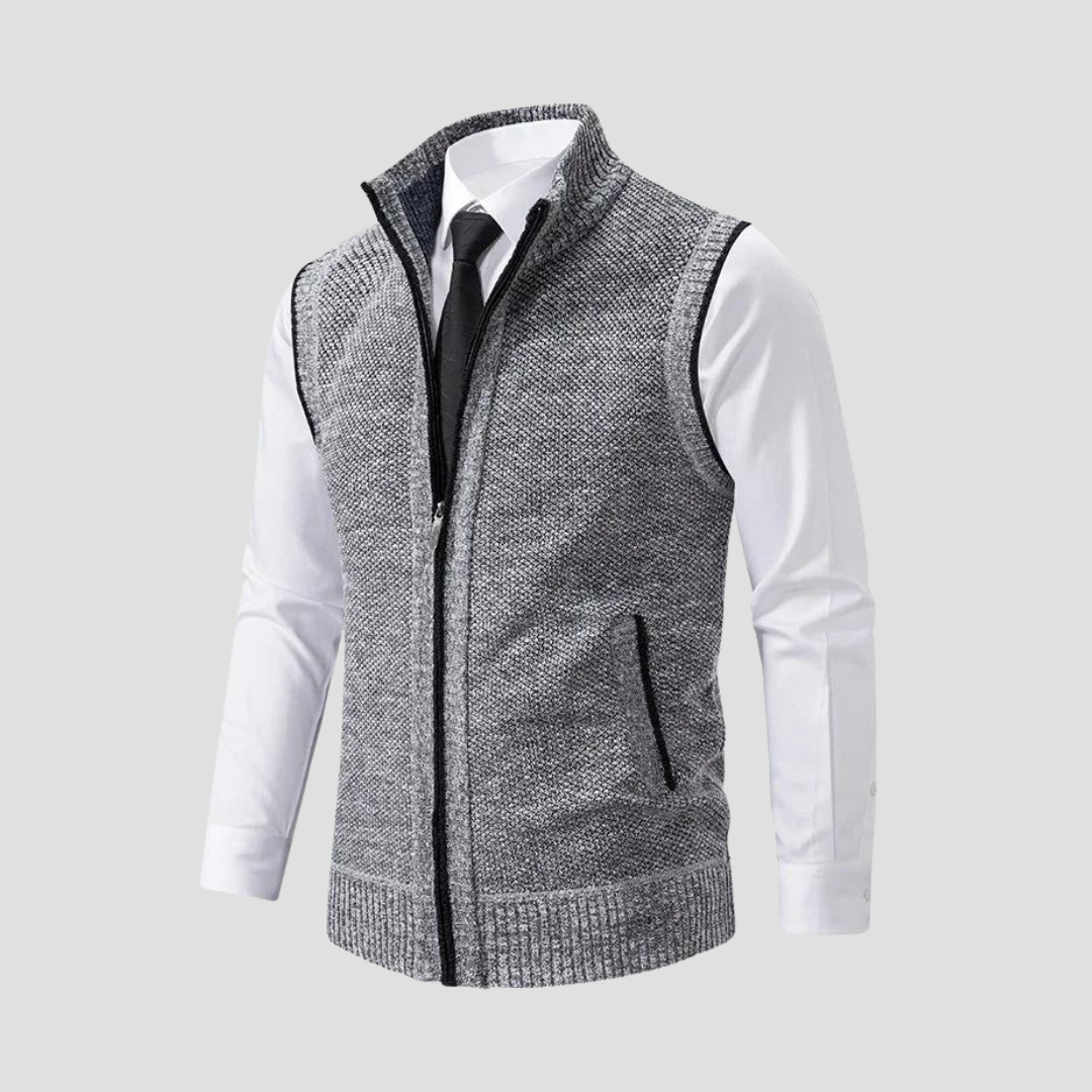 Men’s Knitted Zip Gilet – Smart Casual Layer with Contrast Trim 3