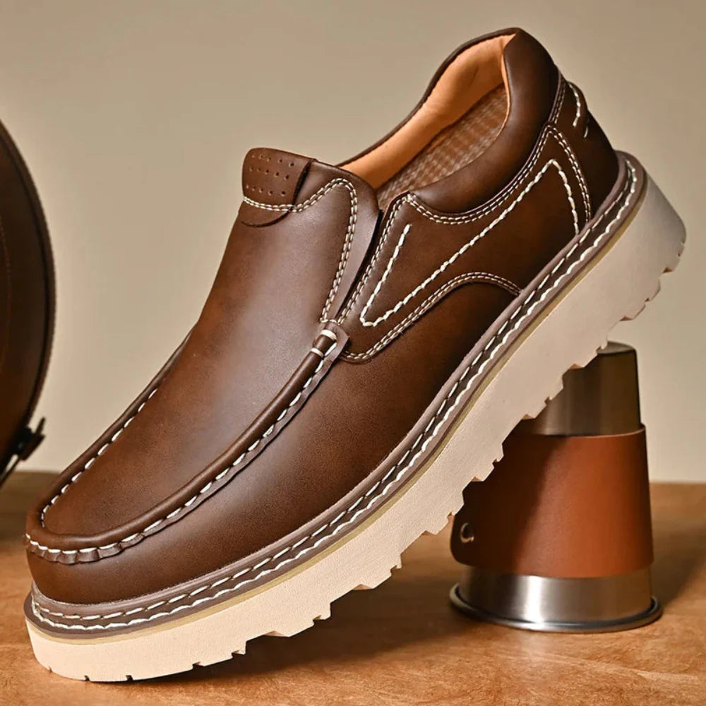 Men's Genuine Leather Slip On Comfort Shoes - VogeLuxe