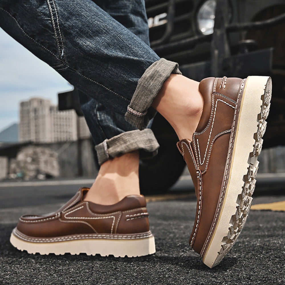 Men's Genuine Leather Slip On Comfort Shoes