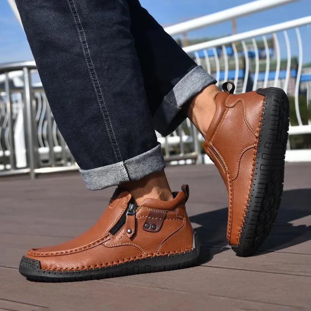 Men's Genuine Leather Relaxed Fit Loafers - VogeLuxe