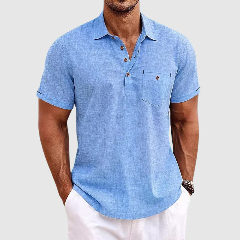Men's Lightweight Cotton Polo Casual Short Sleeve Shirt - VogeLuxe
