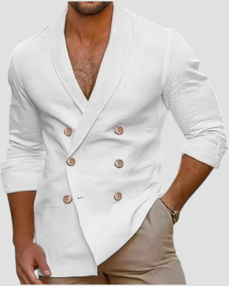 VogeLuxe | Men’s Relaxed Double-Breasted Shirt