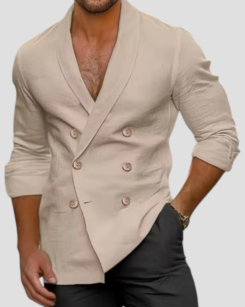VogeLuxe | Men’s Relaxed Double-Breasted Shirt