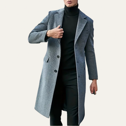 Men’s Long Overcoat – Classic Lapel Design with Tailored Fit for Autumn & Winter 1