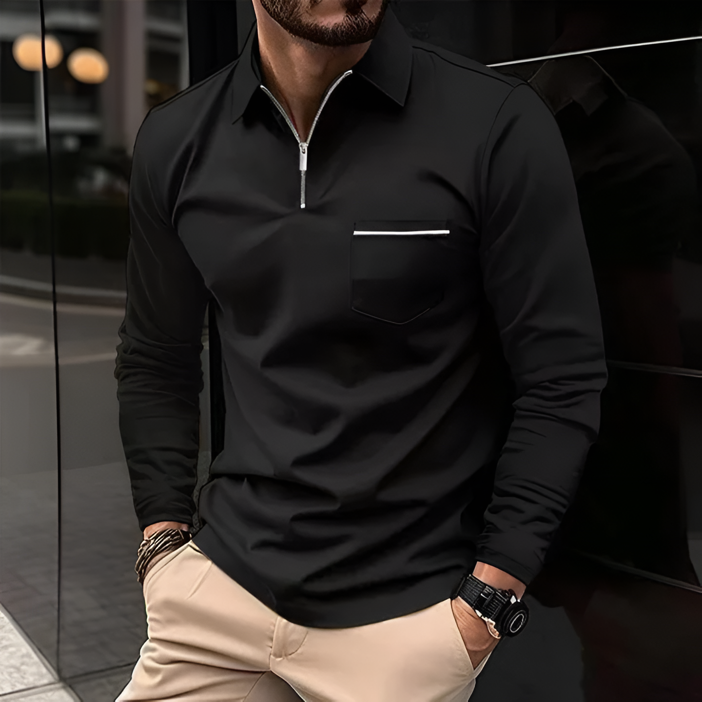 Classic Fit Casual Polo Shirt with Pocket