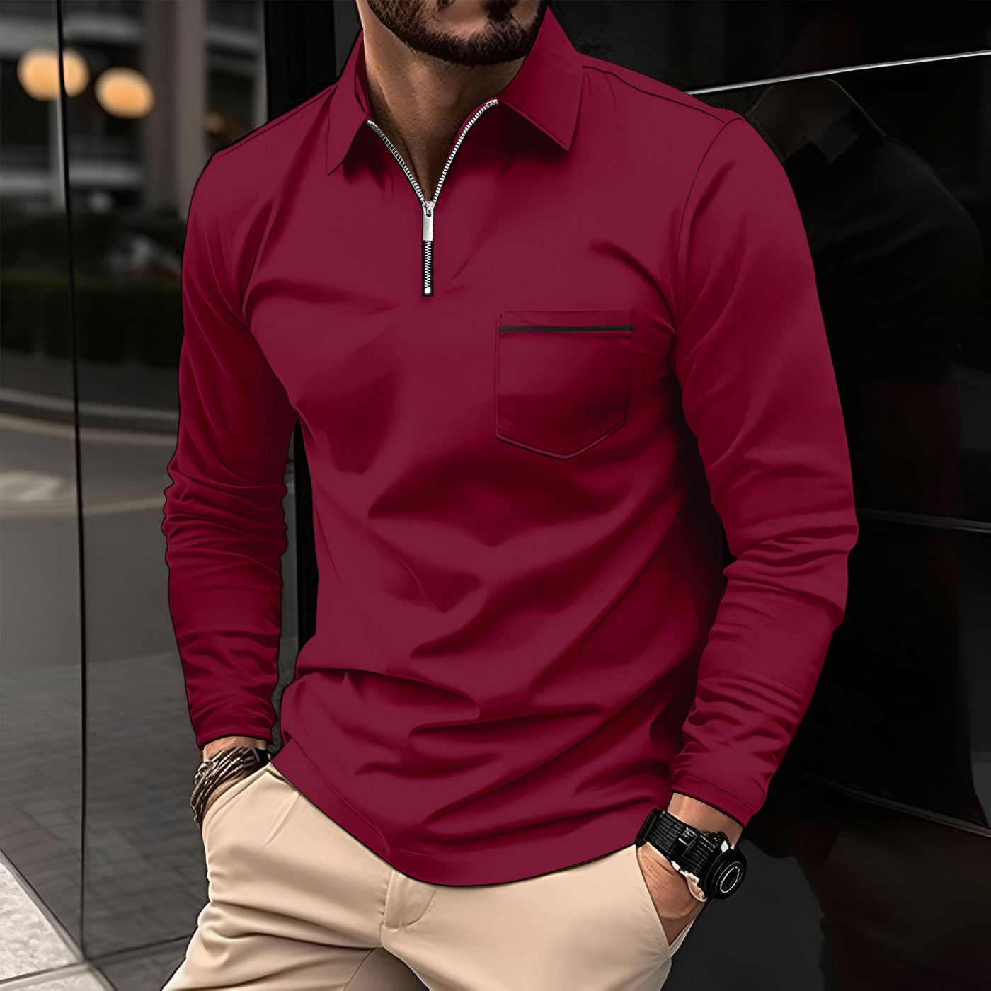 Classic Fit Casual Polo Shirt with Pocket