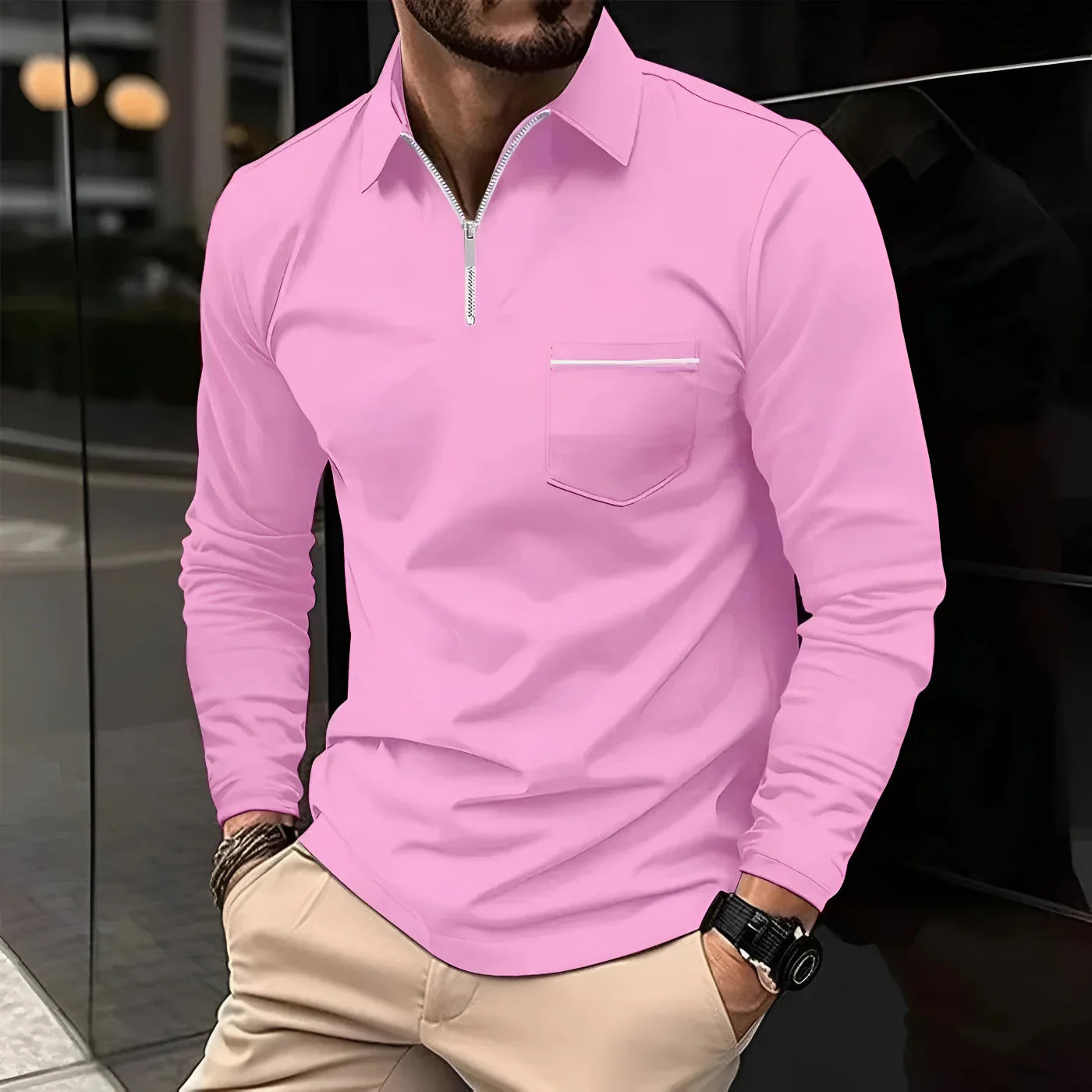 Classic Fit Casual Polo Shirt with Pocket