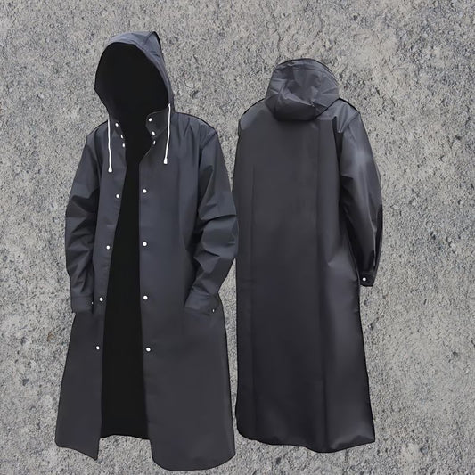 Waterproof Men's Full Length Hooded Rain Jacket - VogeLuxe