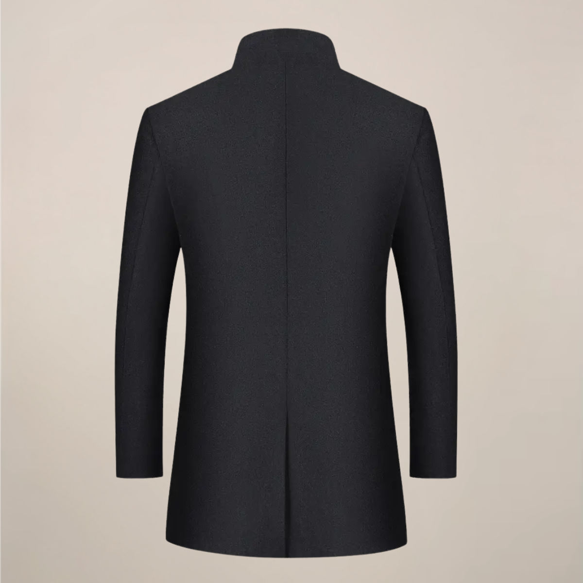 Men’s Long Winter Coat – Slim Fit Button-Up Jacket with Stand Collar 1