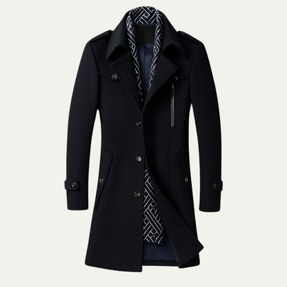 Men’s Military-Inspired Tailored Coat – Double-Breasted Longline Overcoat 1