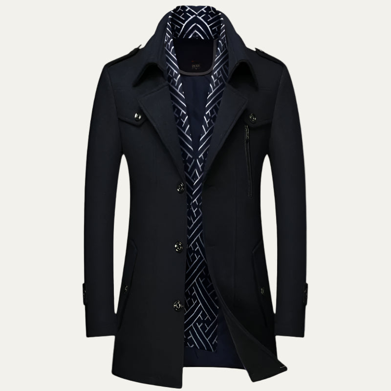 Men’s Military-Inspired Tailored Coat – Double-Breasted Longline Overcoat 6