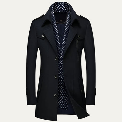 Men’s Military-Inspired Tailored Coat – Double-Breasted Longline Overcoat 6