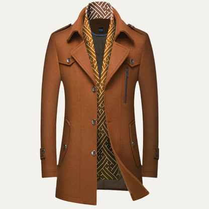 Men’s Military-Inspired Tailored Coat – Double-Breasted Longline Overcoat 9