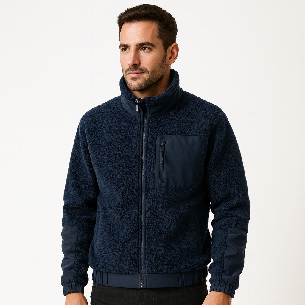 Men’s Outdoor Fleece Jacket – Zip-Up with Reinforced Details 0