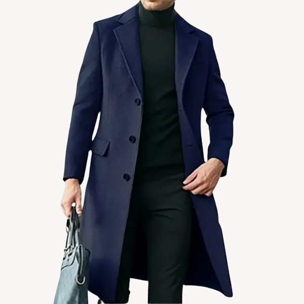 Men’s Overcoat – Wool Blend – Tailored Fit – Full Length – Classic Lapels – Formal Style 3