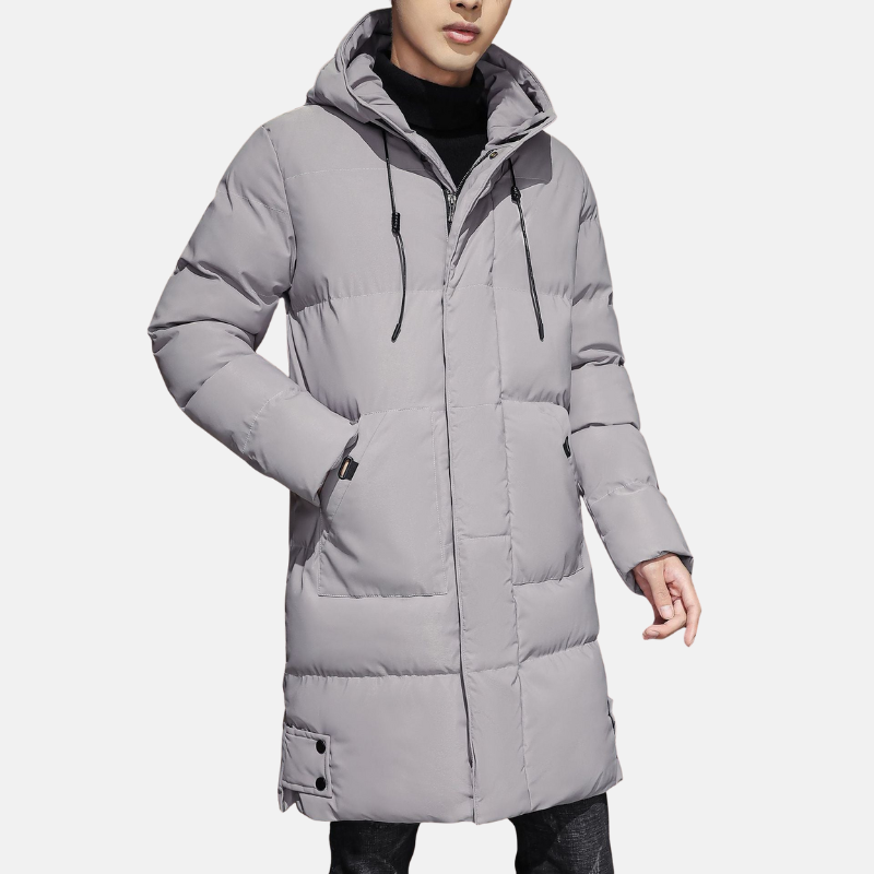 Men’s Padded Coat – Mid Length – Relaxed Fit – Quilted Hooded Weather Resistant 0