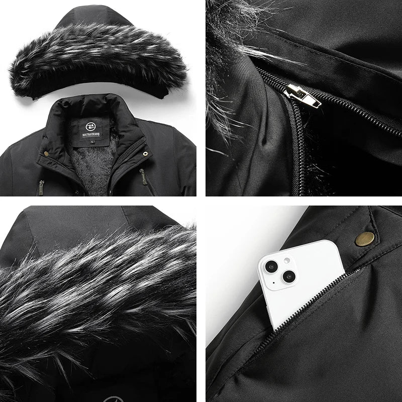 VogeLuxe | Men’s Faux Fur Hooded Winter Parka Jacket