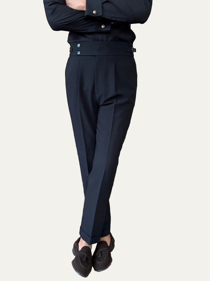 Men’s Pleated Trousers – Side-Tab Adjusters and Stretch Fit for Modern Tailoring 0
