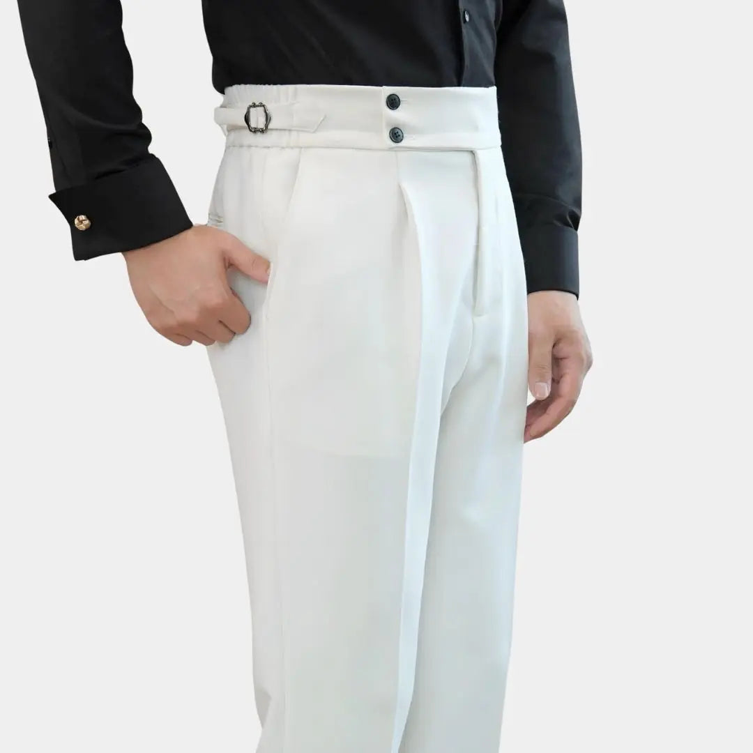 Men’s Pleated Trousers – Side-Tab Adjusters and Stretch Fit for Modern Tailoring 1