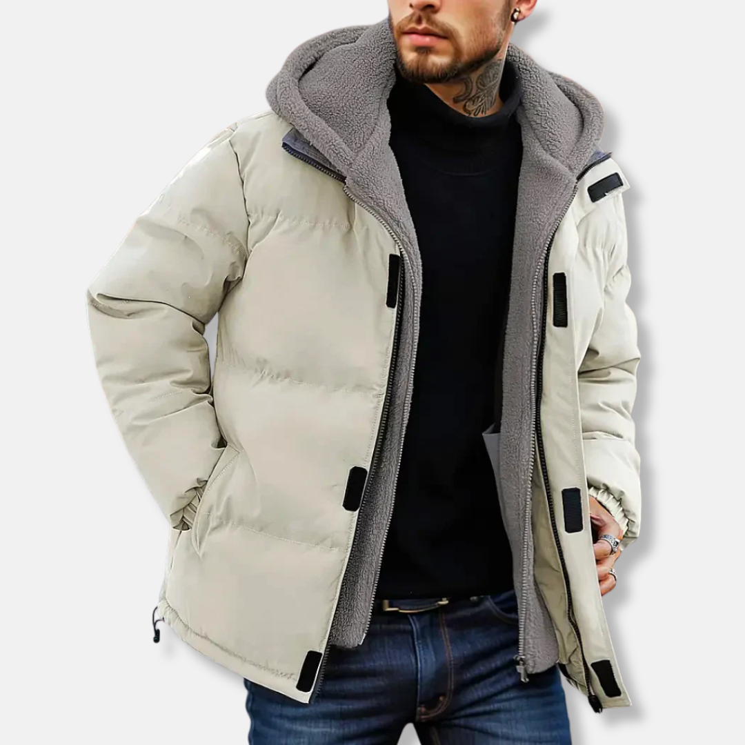 Men’s Puffer Jacket – Quilted Insulated Design – Fleece Lined Hood – Adjustable Fit 2
