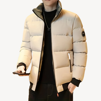 VogeLuxe | Men’s Contrast Collar Puffer Bomber Jacket