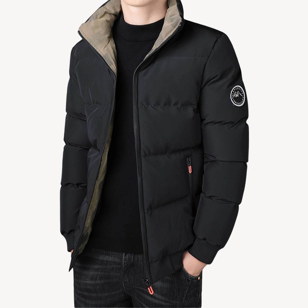 VogeLuxe | Men’s Contrast Collar Puffer Bomber Jacket