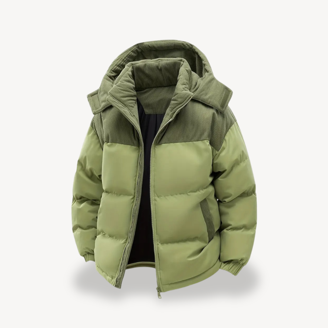 VogeLuxe | Men’s Corduroy Contrast Hooded Puffer