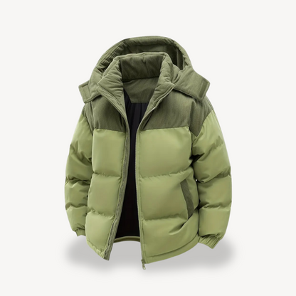 VogeLuxe | Men’s Corduroy Contrast Hooded Puffer