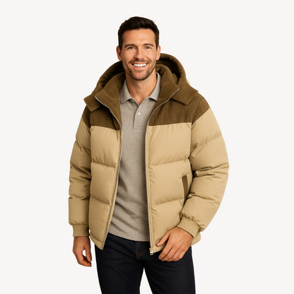 VogeLuxe | Men’s Corduroy Contrast Hooded Puffer