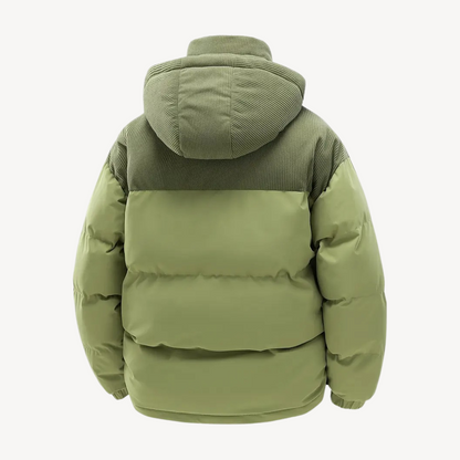 VogeLuxe | Men’s Corduroy Contrast Hooded Puffer