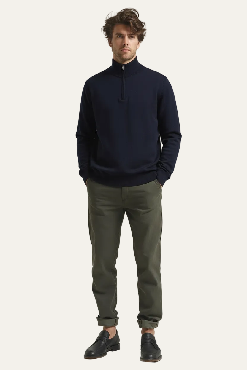 Men’s Quarter-Zip Sweater – Slim Fit Sport Pullover with Mock Neck 1