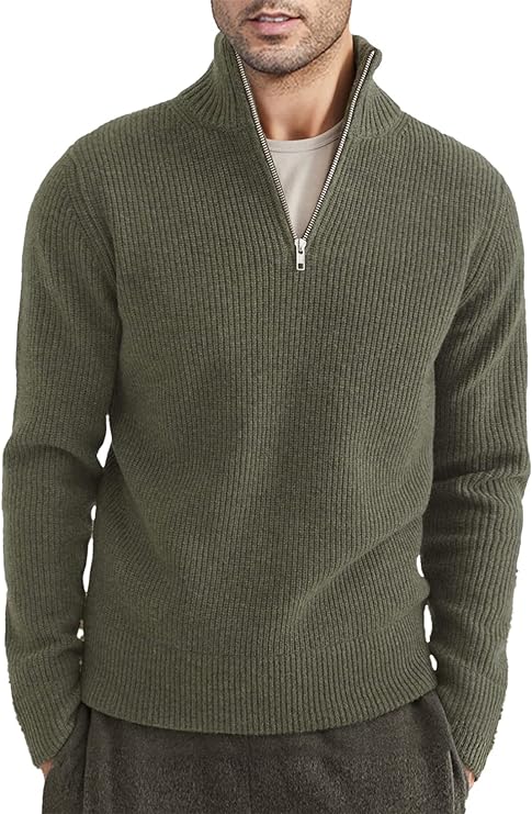 Men's Casual Quarter Zip Pullover Sweater - VogeLuxe