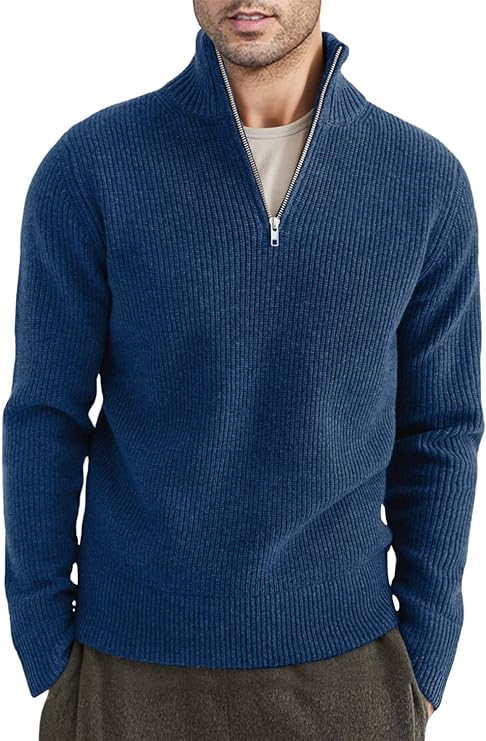 Men's Casual Quarter Zip Pullover Sweater
