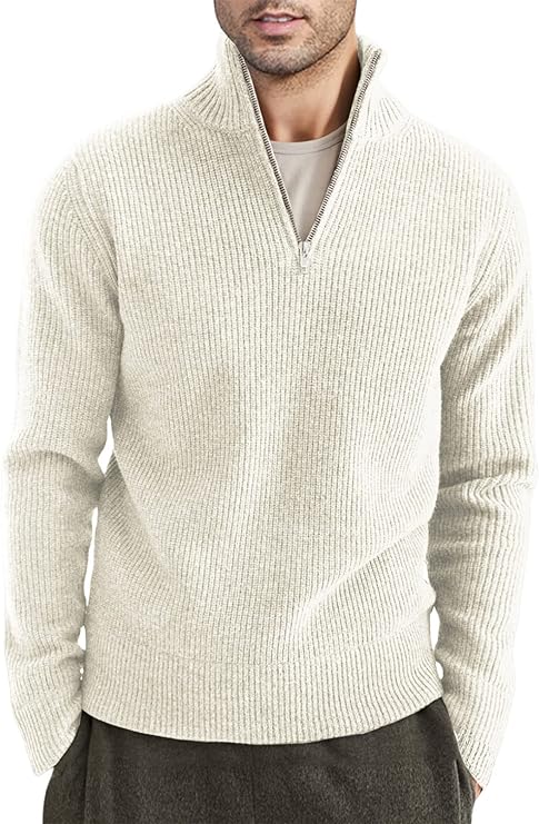 Men's Casual Quarter Zip Pullover Sweater