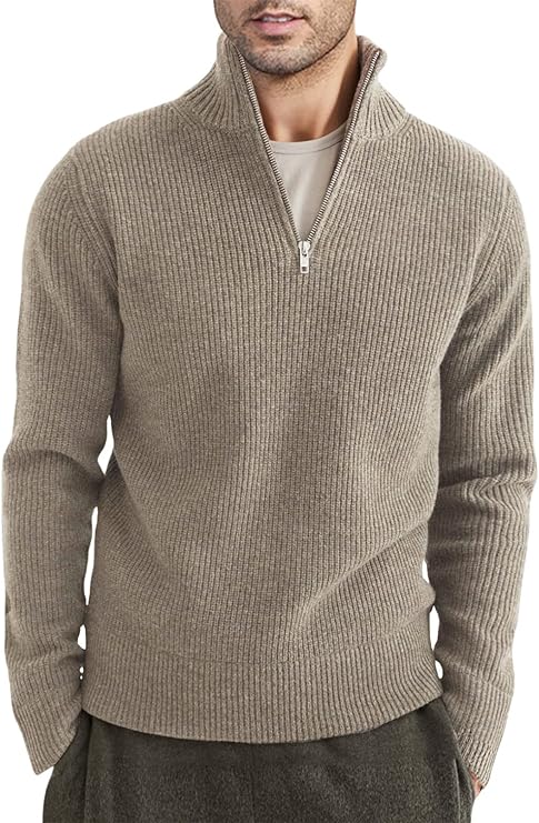 Men's Casual Quarter Zip Pullover Sweater