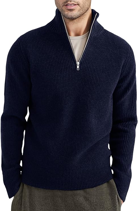 Men's Casual Quarter Zip Pullover Sweater