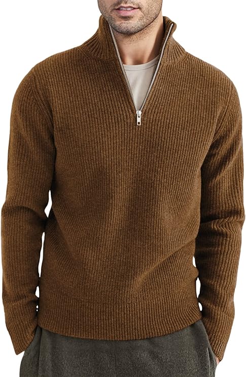 Men's Casual Quarter Zip Pullover Sweater