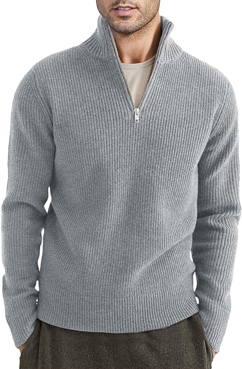 Men's Casual Quarter Zip Pullover Sweater