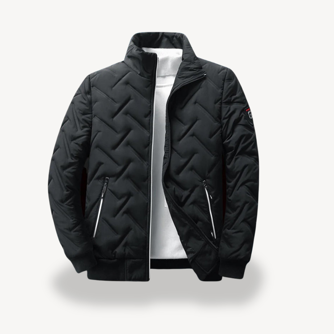 VogeLuxe | Men’s Chevron-Stitched Quilted Bomber Jacket
